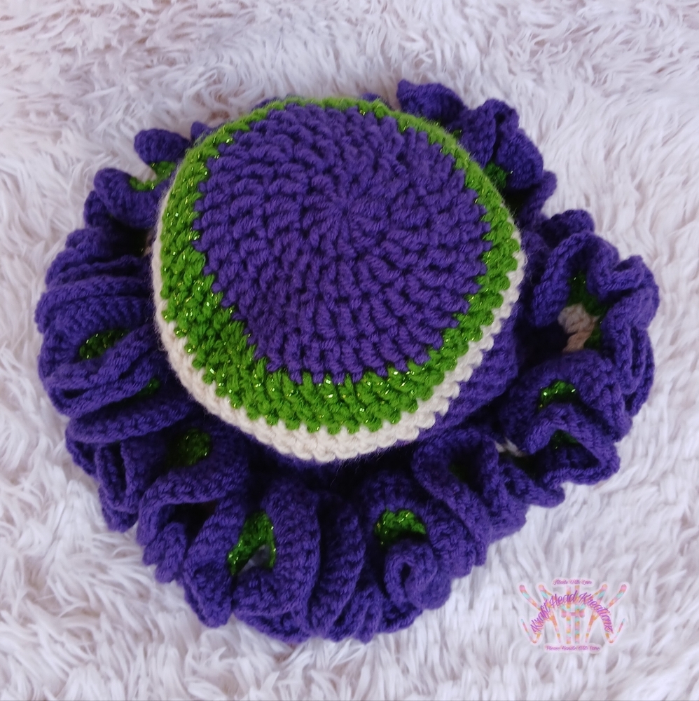 Crochet Ruffle Hat (Mardi Gras)